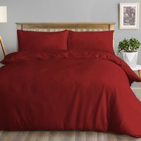 Luxury Easy Care Polycotton Duvet Cover With Pillowcases - Red