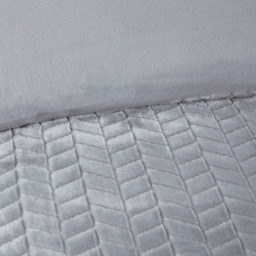 Chevron Faux Teddy Polyester Fleece Duvet Cover Set with Pillowcase - Silver / King - thumbnail 3