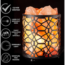 Himalayan Salt Lamp Metal Baskets - Black / Aztec - thumbnail 2