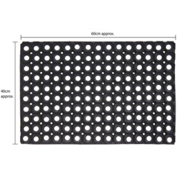 JVL Rondo Rubber Ring Doormat 40x60cm - Pack of 2 - Black - thumbnail 2