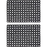 JVL Rondo Rubber Ring Doormat 40x60cm - Pack of 2 - Black - thumbnail 1