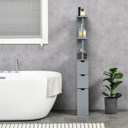 HOMCOM Tall Bathroom Cabinet Bathroom Storage Cabinet with Drawers - Grey - thumbnail 2