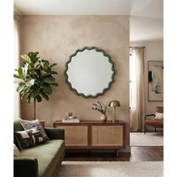 Round Wavy Wall Black Mirror 49.5Cm - Green