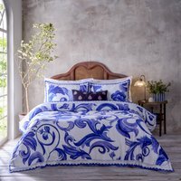 Azzurro Reversible Cotton Duvet Cover Set - Blue / Super King - thumbnail 1