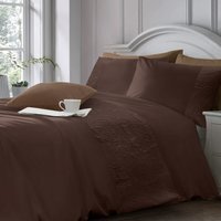 Soft Touch Pinsonic Floral Microfibre Duvet Cover and Pillowcase Set - Chocolate / Double