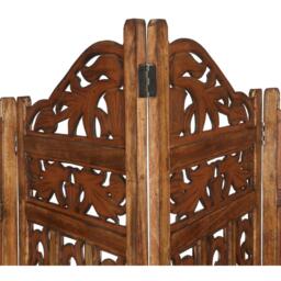 4 Panel Heavy Carved Wooden Room Divider Screen Gamla - Brown / Dark Brown - thumbnail 5