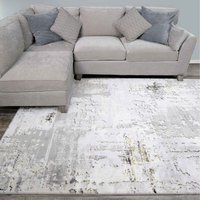 Metallic Distressed Abstract Area Rug - Grey & Gold / 230 x 160cm - image 1