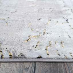 Metallic Distressed Abstract Area Rug - Grey & Gold / 230 x 160cm - thumbnail 3