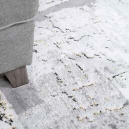 Metallic Distressed Abstract Area Rug - Grey & Gold / 230 x 160cm - thumbnail 2