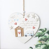Life on the Road Shell Caravan Heart Wall Decor - Beach  Travel Gift - White