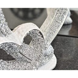 Crushed Diamond Double Heart Ornament White - Silver - thumbnail 2