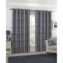 Harrow Lined Eyelet Jacquard Curtains - Navy / 183cm / 228cm - thumbnail 3