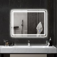 HOMCOM Illuminated Bathroom Mirror with Bluetooth - Silver - image 1