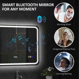 HOMCOM Illuminated Bathroom Mirror with Bluetooth - Silver - thumbnail 5