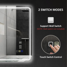 HOMCOM Illuminated Bathroom Mirror with Bluetooth - Silver - thumbnail 3