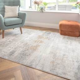 Metallic Distressed Abstract Living Area Rug - Grey / 330 x 240cm - thumbnail 3