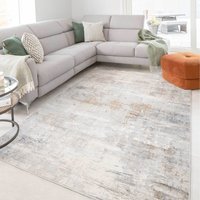 Metallic Distressed Abstract Living Area Rug - Grey / 330 x 240cm - thumbnail 1