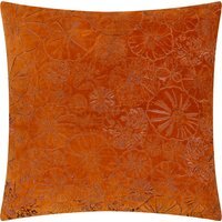 Picking Patch Embroidered Velvet Cushion - Pumpkin / Polyester - thumbnail 1