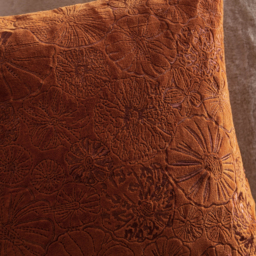 Picking Patch Embroidered Velvet Cushion - Pumpkin / Polyester - thumbnail 5