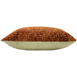 Delphi Velvet Jacquard Cushion - Rust - thumbnail 2