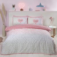 Dalmatian Spotty Piped Edge Duvet Cover Bedding Set - Pink / Single