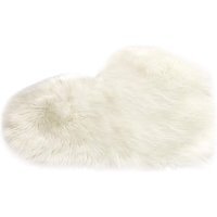 Livingandhome Heart Shaped Shaggy Area Rug - White - image 1