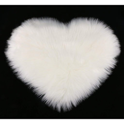 Livingandhome Heart Shaped Shaggy Area Rug - White - thumbnail 4