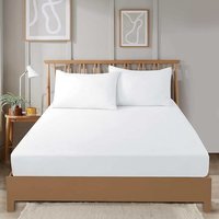 Super Soft Plain Dye Fitted Sheet - White / Double
