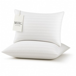 Ultra Soft Striped Microfibre Pillow Hotel Quality Soft Medium Support - White / 2 - thumbnail 2