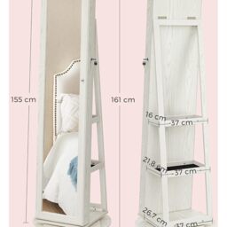 Jewellery Organiser, Freestanding Jewellery Cabinet - White - thumbnail 3