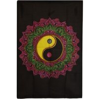 Cotton Wall Art 70x110cm - Yin  Yang Mandala, Vibrant Pink  Green - Multi