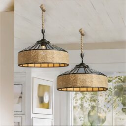 Rustic Hemp Rope Ceiling Light Pendant Shade - Brown - thumbnail 5