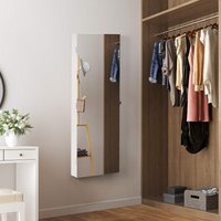 Jewellery Cabinet, Frameless Extra Wide Mirrored Storage Stand - White - image 1