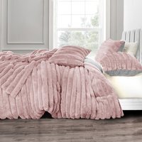 Plush Supersoft Jumbo Cord Cosy Bedding Set Blush - Blush / Super King size