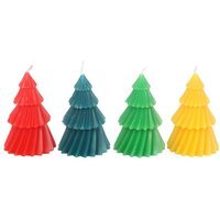 Set of 4 Colorful Christmas Tree Candles Festive Decor Gifts - Multi - thumbnail 1