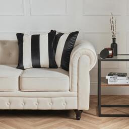 Pack of Matte Velvet Stripe Cushion Covers - White / 2 - thumbnail 2