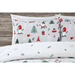 Christmas Gonks Duvet Cover and Pillowcase Set - Grey / King - thumbnail 3