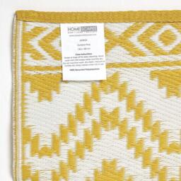 Homescapes Outdoor Rug Luxury Waterproof Reversible Recycled, Yellow Anna Aztec - Yellow / 200cm - thumbnail 2