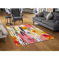 Abstract Fall Seamless Pattern In Bright Autumn Colours Designer Rug - Orange / 110cm - thumbnail 1