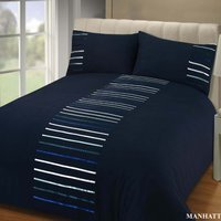 Manhattan Polyester Duvet Set With Pillowcase - Navy / King