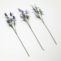 Homescapes Artificial Lavander Spray Single Stem Set of 3, 68cm - Green, Purple, White - thumbnail 1