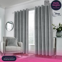 Hampton Blackout Velvet Supersoft Eyelet Curtains - Grey / 183cm / 168cm - thumbnail 1