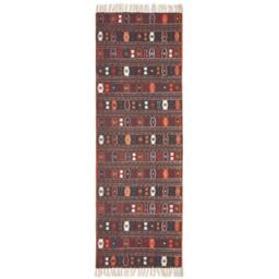Cotton Kilim Printed Rug Terracotta Black and Brown Design - Multi Colour / 200cm - thumbnail 3