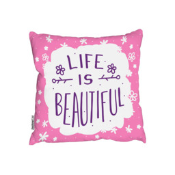 Life Is Beautiful Outdoor Cushion - Pink / 60cm - thumbnail 2