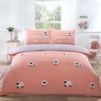 Counting Sheep Microfibre Duvet Set - Blush / Double - image 1
