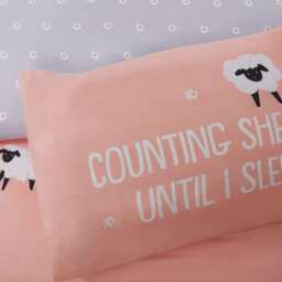 Counting Sheep Microfibre Duvet Set - Blush / Double - thumbnail 2