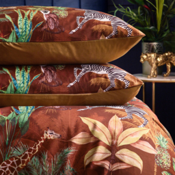 Aranya Exotic Animal Velvet Duvet Cover Set - Rust / Single - thumbnail 2