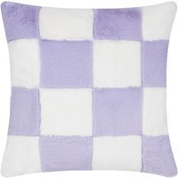 Cozeecheck Faux Fur Polyester Filled Cushion - Lilac