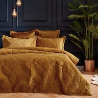 Quilted Velvet Duvet Cover Set - Gold / Superking