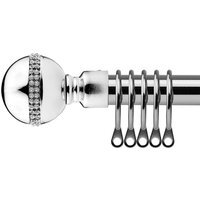 16-19mm Bejeweled Extendable Durable Metal Curtain Pole Set - Chrome / 120cm - thumbnail 1